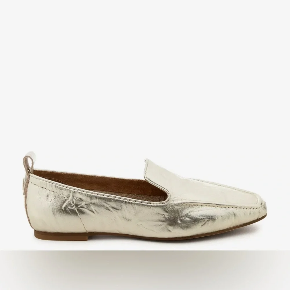 Kelsi Dagger Metallic Silver Square-Toe Loafers - Picture 4 of 13